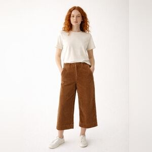 Lands End Ladies 12 Cropped Wide-leg Corduroy Pants On-Trend Cozy